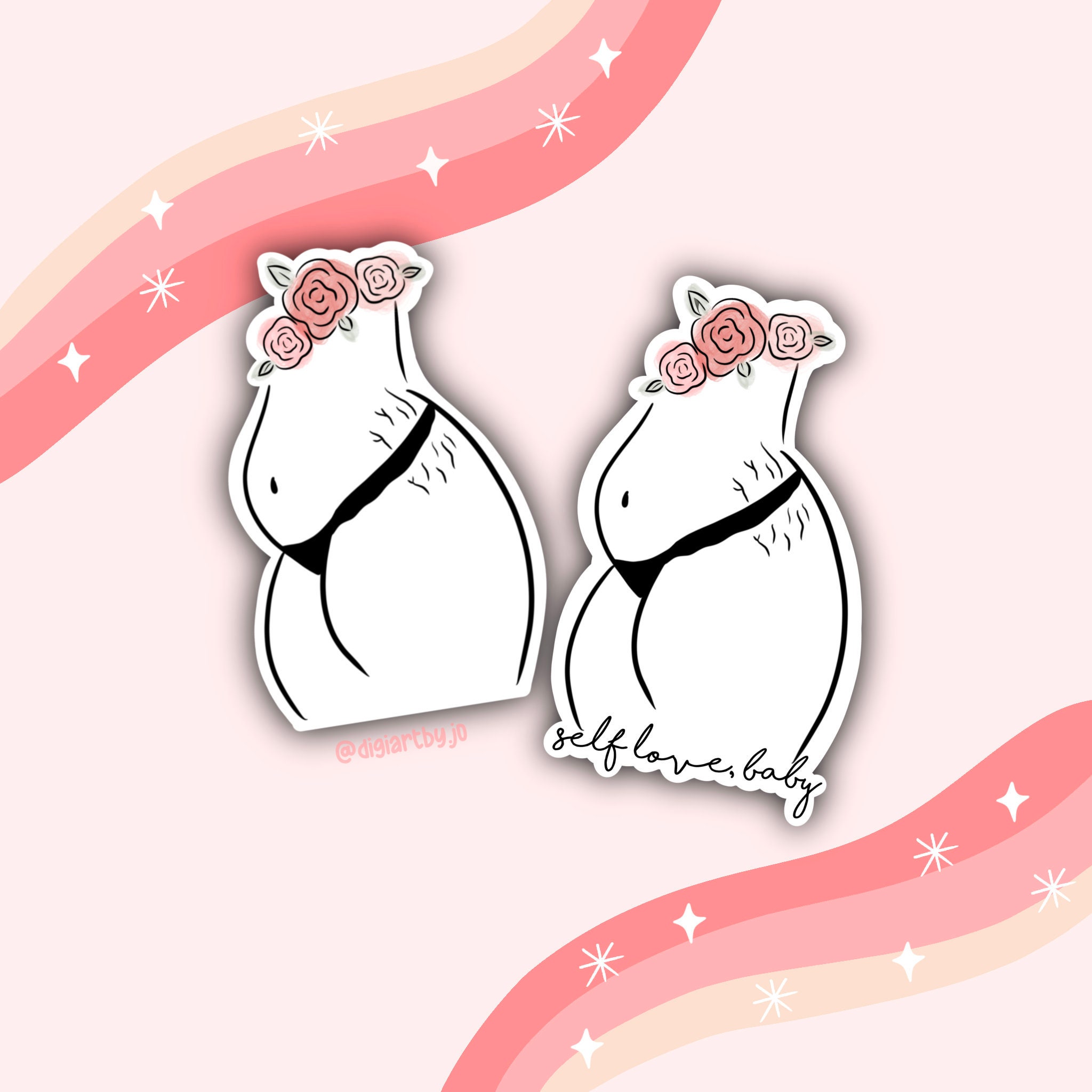 Feminine Body Positivity Rose Minimalist Line Art Sticker Laptop Waterproof Waterbottle Sticker Self Love Line Art Sticker Feminist