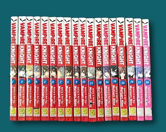 May include: A complete set of 18 Vampire Knight manga volumes, featuring a red and white cover with the title "Vampire Knight" and the author's name "Matsuri Hino".