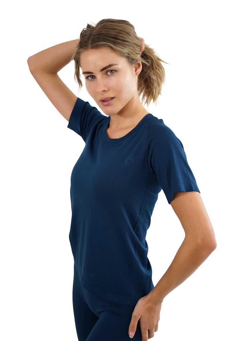 Stark Soul Damen Sportshirt Kurzarm RACER Sport Shirts Seamless Marineblau