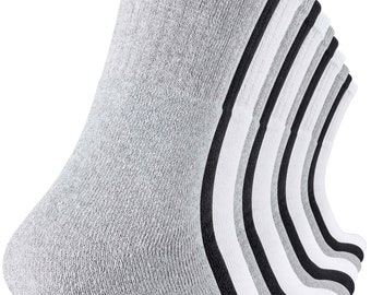 Crew Socken - Tennissocken in schwarz, weiss, grau, 6 Paar