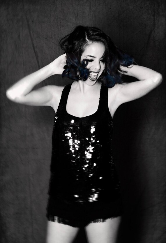 Sequined Black Tank Top - image 1