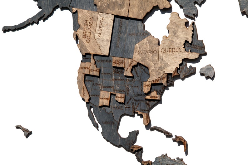 Wood world map wall decal large world map plank nursery world Etsy