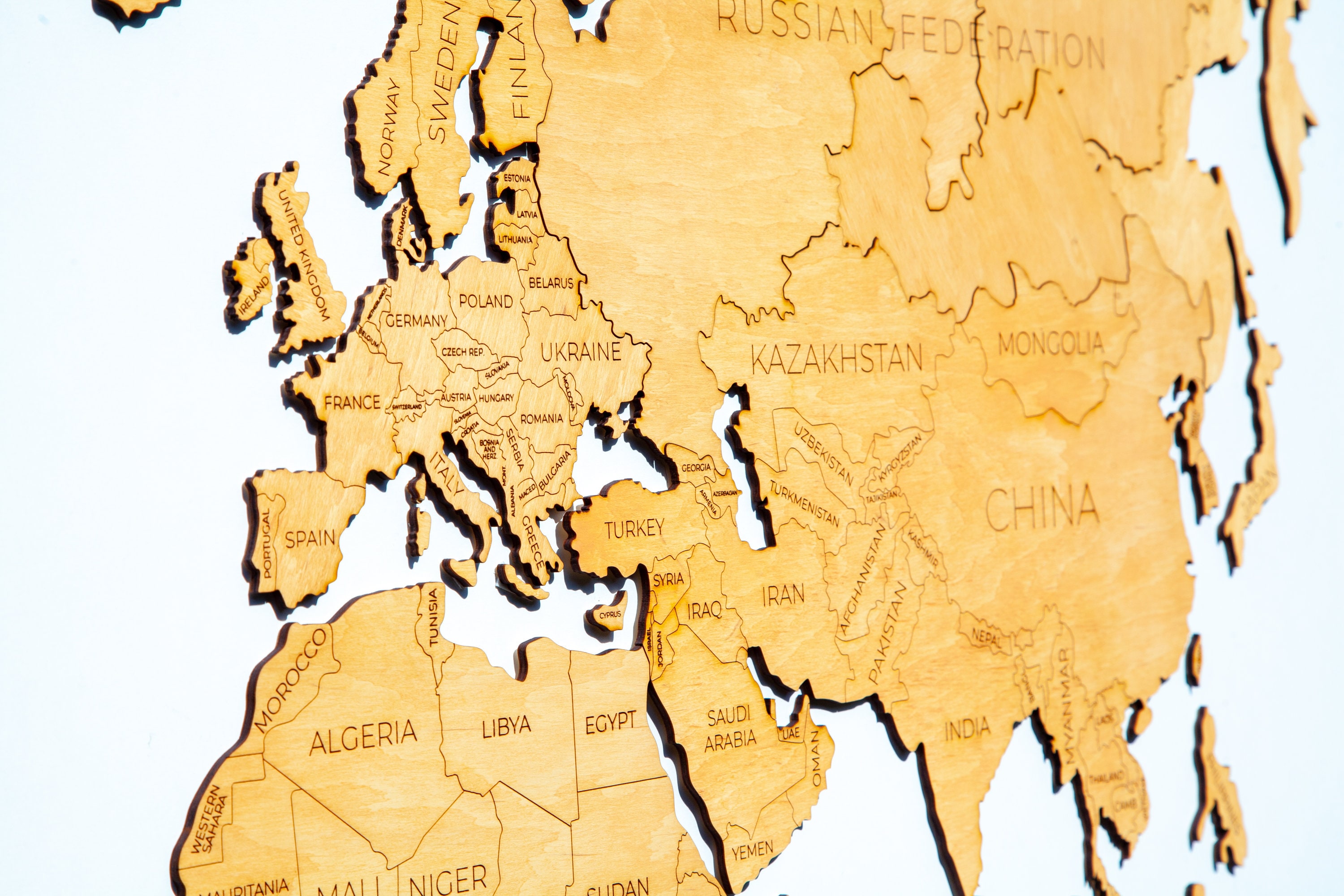 Wooden World Map Wood Map Wall Art Decor Map of the World 3D Etsy