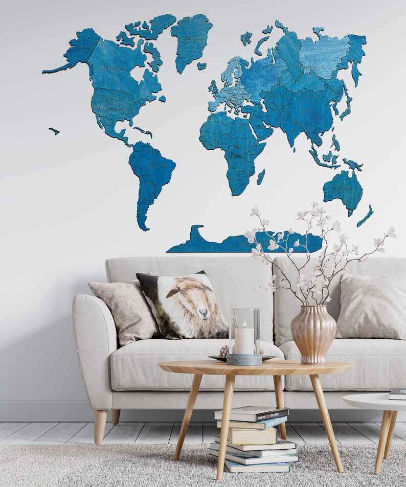 3D Wooden World Map Nursery Wall Art World Map Wall Decal Etsy