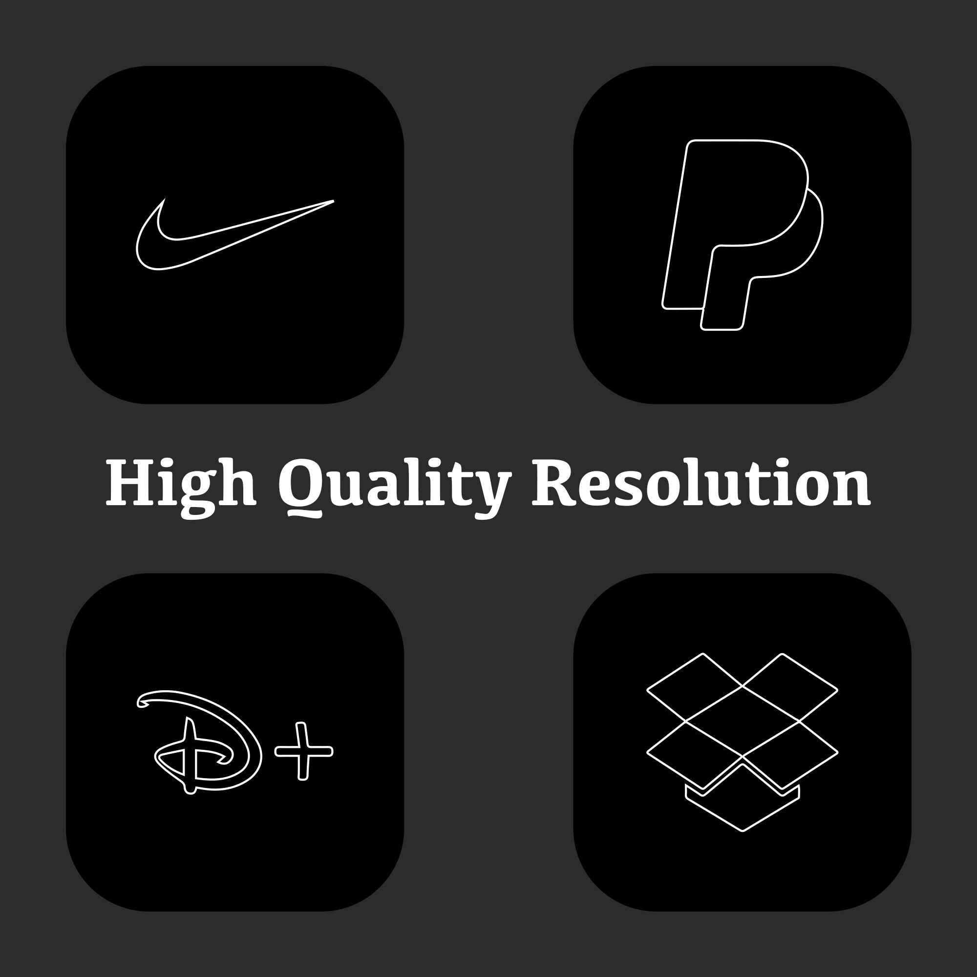 72 Premium Ios 14 App Icons | Black | iPhone App Icons - Etsy