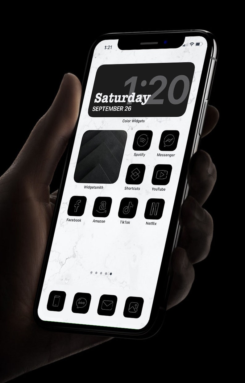 144 Premium Ios 14 App Icons Black and White iPhone App Icons Etsy