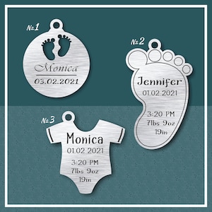 Personalized Baby Birth Stats Keychain: Stainless Steel Newborn Gift