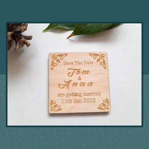 Save The Date Magnet, Wooden Save the Date Custom Invite,  Wedding Save the Date Personalised Magnet, Wedding Invite, Custom Wedding Magnet