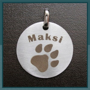 Personalized Dog Collar Tag: Engraved Stainless Steel Paw Medallion