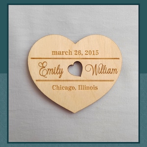 Magnete personalizzato in legno inciso, Magnete per coppie, Regali anniversario, Regali di San Valentino, Regalo fidanzata / fidanzato
