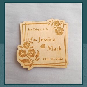 Magnete personalizzato in legno inciso, Magnete per coppie, Regali anniversario, Regali di San Valentino, Regalo fidanzata / fidanzato