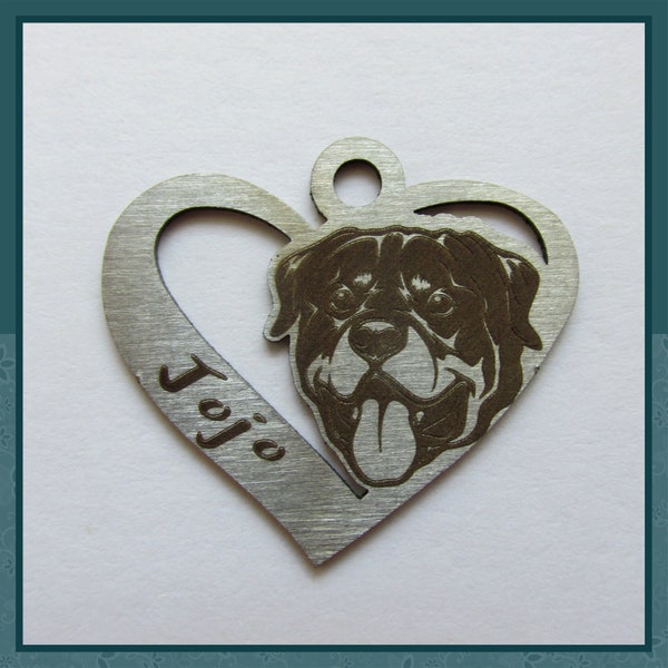 Personalized Custom Dog Tag Heart Shaped Medallion for Rottweiler