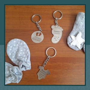 Personalized Baby Birth Stats Keychain: Stainless Steel Newborn Gift