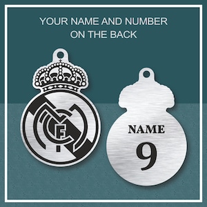 Football Soccer Club Keychain Logo  Stainless Steel Personalized Name Number Fan Gift