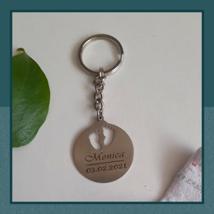 Personalized Baby Birth Stats Keychain: Stainless Steel Newborn Gift