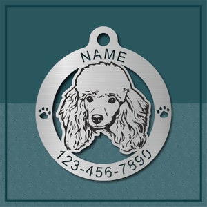 Personalized Poodle Dog Tag: Engraved Stainless Steel Pet ID Medallion
