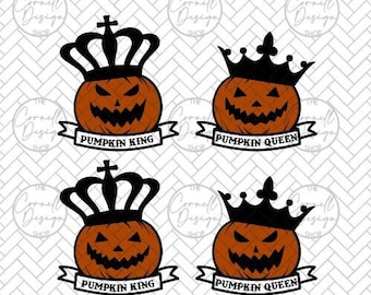 Pumpkin Queen Pumpkin King Layered SVG PNG DXF Jpg