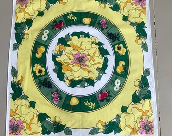 yellow and green floral art Handkerchief 168