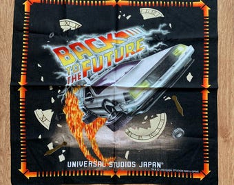 Vintage Back to the Future Handkerchief | Rare Character Cotton Scarf | Retro Bandana Gift for Her | 3370