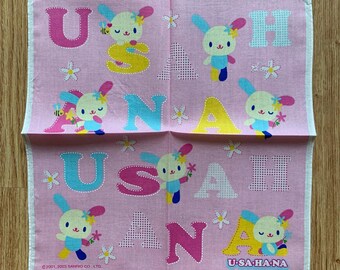 Vintage Usahana Sanrio Handkerchief | Rare Character Cotton Scarf | Retro Bandana Gift for Her | 3074