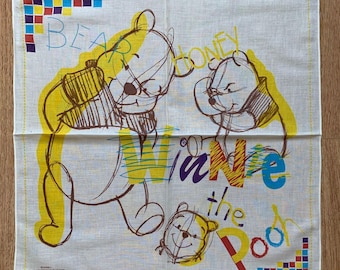Vintage Winnie the Pooh Disney Handkerchief | Rare Character Cotton Scarf | Retro Bandana Gift for Her | 3189