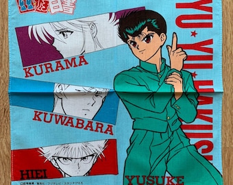 ヴィンテージ幽遊白書ハンカチ｜希少キャラクターコットンスカーフ｜レトロなバンダナギフト｜3052