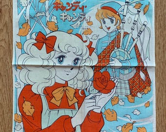 Vintage Candy Candy Handkerchief | Rare Character Cotton Scarf | Retro Bandana Gift for Her | 3102
