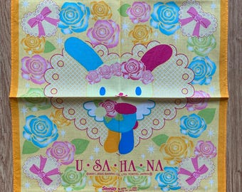 Vintage Usahana Sanrio Handkerchief | Rare Character Cotton Scarf | Retro Bandana Gift for Her | 3075