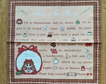 Vintage Alice tea party Handkerchief 2027