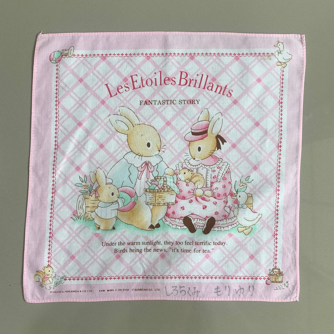 Vintage Rabbit Handkerchief 150 - Etsy