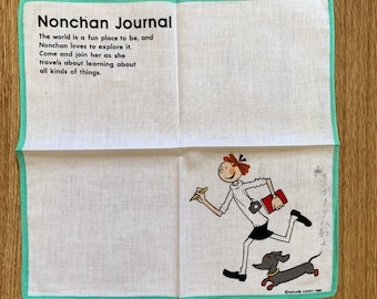 Vintage Nonchan Journal Handkerchief | Rare Character Cotton Scarf | Retro Bandana Gift for Her | 2932