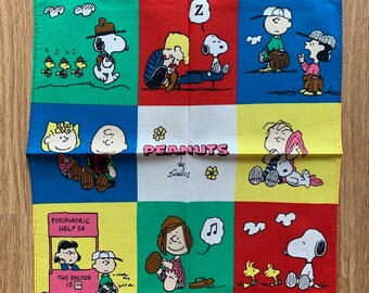 Vintage Peanuts Snoopy Handkerchief | Rare Character Cotton Scarf | Retro Bandana Gift for Her | 3077