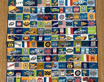 Vintage Rub A Dub Dub Boys Racing Cars Handkerchief | Cotton Bandana Scarf 2937