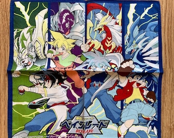 Vintage Beyblade Handkerchief | Rare Character Cotton Scarf | Retro Bandana Gift for Her | 2927