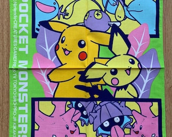 Vintage Pocket Monster Pokemon zakdoek | Katoenen sjaal met zeldzame karakters | Retro bandana cadeau voor haar | 3098
