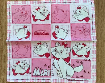 Vintage Disney Marie Aristocats Handkerchief | Rare Character Cotton Scarf | Retro Bandana Gift for Her | 2936