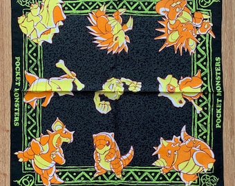 Vintage Pocket Monster Pokemon zakdoek | Katoenen sjaal met zeldzame karakters | Retro bandana cadeau voor haar | 3099