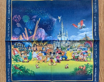 Vintage Tokyo Disney Resort Handkerchief | Rare Character Cotton Scarf | Retro Bandana Gift for Her | 3064