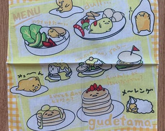 Gudetama Sanrio Handkerchief | Rare Character Cotton Scarf | Retro Bandana Gift for Her | 3033