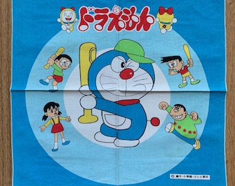 Vintage Doraemon Handkerchief | Rare Character Cotton Scarf | Retro Bandana Gift for Her | 3066
