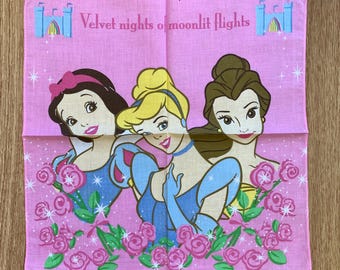Disney Princess Handkerchief | Rare Character Cotton Scarf | Retro Bandana Gift for Her | 2942