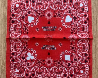 paisley Handkerchief | Rare Character Cotton Scarf | Retro Bandana Gift for Her | 3031