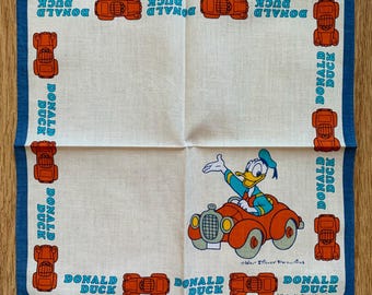 Vintage Donald Duck Disney-zakdoek | Katoenen sjaal met zeldzame karakters | Retro bandana cadeau voor haar | 2835