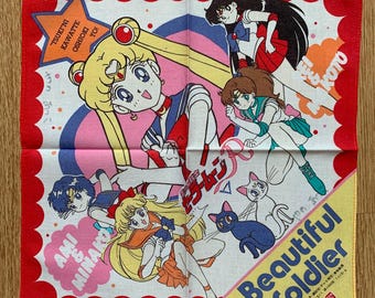 Vintage Pretty Guardian Sailor Moon-zakdoek | Katoenen sjaal met zeldzame karakters | Retro bandana cadeau voor haar | 3092