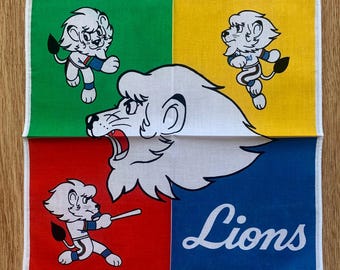 Vintage Kimba the White Lion Handkerchief | Rare Character Cotton Scarf | Retro Bandana Gift for Her | 3131