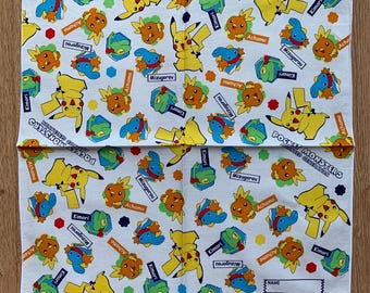 Vintage Pocket Monster Pokemon zakdoek | Katoenen sjaal met zeldzame karakters | Retro bandana cadeau voor haar | 3097