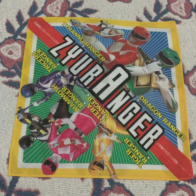 Vintage Ky\u014dry\u016b Sentai Zyuranger Handkerchief