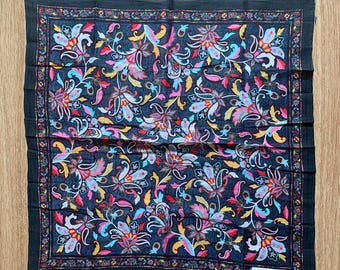 Vintage floral and paisley Handkerchief | Rare Character Cotton Scarf | Retro Bandana Gift for Her | 3380