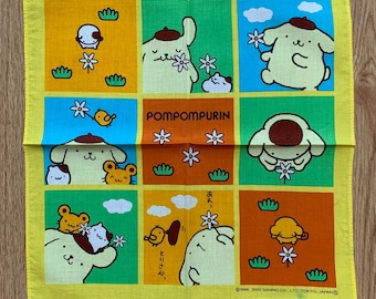 Vintage Pompompurin Sanrio Handkerchief | Rare Character Cotton Scarf | Retro Bandana Gift for Her | 3063