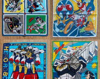 Vintage Handkerchief / The Mobile Cop Jiban / Kamen Rider X / Brave Police J-Decker /